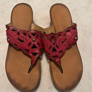 Clarks Red Cut-Out Sandals
